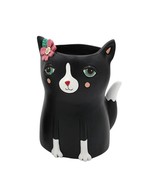 Allen Designs Cat Planter with Drainage Hole 7.75&quot; high Resin Black D2065 - $51.08 CAD