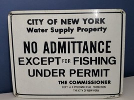 Vintage Metal Sign City of New York Water Supply Property No Admittance White - £70.43 GBP