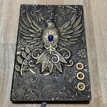 3D Phoenix Journal Vintage Retro Notebook 5.75x8.25 Jewels Bird Dyed Paper - £13.67 GBP