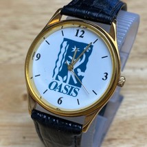 Vintage OASIS By Perfect Timing Men Gold Tone Analog Quartz Logo Watch~New Batte - £17.77 GBP