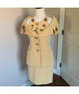 VTG EUC KARL LAGERFELD Cotton Blend Beige 2 Piece Dress SZ US 4 - £779.78 GBP
