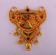 Vintage 20K Gold Pendant Necklace Handmade Gold Jewelry Rajasthan India 123 - £562.58 GBP