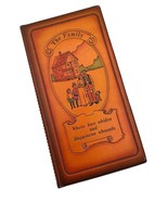 Vtg Retro Family Photo Album Caramel Brown Faux Leather Embossed Picture... - $19.64 CAD