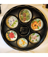 Vintage State Of New Mexico Souvenir Metal Drink Tray Round Black Gold - $20.07 CAD