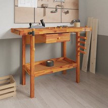 Workbench with Drawer and Vices 124x52x83 cm Solid Wood Acacia - £102.93 GBP