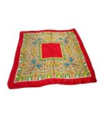 Vintage Vanette Creations French Silk Scarf Red Ornate Hand Rolled Square - $34.20