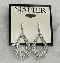 Napier Silver Tone Openwork Teardrop Drop Dangle Earrings NWT - $19.76