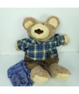 Xavier Roberts BOONE FURSKIN Plush Stuffed Bear Plaid Flannel Shirt Sock... - $645.71 MXN