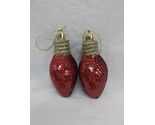 Set Of (2) Red Sequin Christmas Bulb Light Ornaments 4&quot; - $8.90