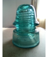 Vintage New York Brookfield Aqua Glass Insulator Dated 1883  - £51.19 GBP