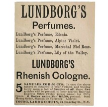 Lundborg&#39;s Perfume Colognes 1885 Advertisement Victorian Beauty ADBN1A17 - £15.46 GBP