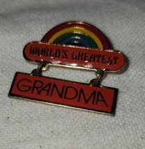 Vintage Centennia 1979 Worlds Greatest Grandma Rainbow Lapel Pin Metal E... - $19.99