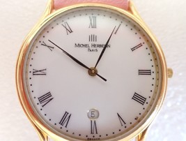 MICHEL HERBELIN PARIS 12434 Quartz Gold Thin Date Unisex Wristwatch - £117.88 GBP