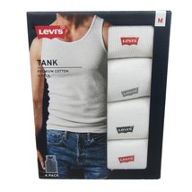 Levi’s Men&#39;s Premium Cotton Tank Top Size Medium 4 Pack White NEW 6HMTK401 - £19.88 GBP