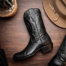 KANSAS Genuine Snake Skin Cowboy Boot from the Western Collection Black image 11