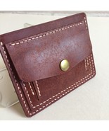 Cardholder, handmade mini wallet with change pocket Pueblo leather Handm... - $59.76 CAD