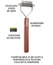 10 Blade Dog Coat Stripper Tool Stripping Hair Mat Breaker Wood Handle Rake King - £23.58 GBP