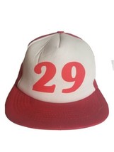 Vintage Racing Trucker Hat Cap Snapback Red White 80s 1980s #29 VTG  - £11.36 GBP