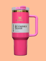 Pink Valentines Day Cosmo Pink Stanley Cup 40 oz Quencher H2.0 Stanley Tumbler - £38.36 GBP