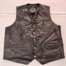 Navarre Leather Company Men's Italian Stone Design Genuine Leather Black Vest L image 10