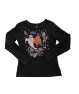 GIRLS MED (7-8) Black Long Sleeve Halloween Graphic T Shirt Ghouls Night... - $6.21