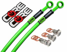 Kawasaki Z125 Pro Brake Lines 2016-2022 Front-Rear Solid Green Braided Stainless - £85.57 GBP