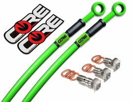 Kawasaki Z125 Pro Brake Lines 2016-2022 Front-Rear Solid Green Braided S... - £85.98 GBP