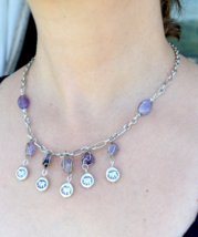 Amethyst Necklace, Elephant Necklace, Crystal Necklace, Purple, (531) - £29.10 GBP