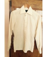 Yves Saint Laurent Pale Yellow Shirt  white pinstripe SZ 14.5 Made France - £29.01 GBP