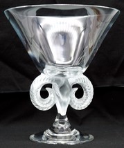 Lalique Aries Crystal Compote Vase Rams Head 1980’s Signed in Original B... - $399.99