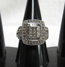 925 Sterling Silver Square Halo Frame 76 Diamond Cluster Sz 6.5  Ring 1.... - $346.49