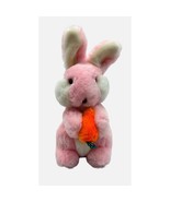 Gund Pink 9&quot; Rabbit Easter Bunny Holding Carrot 1983 Vtg Plush Stuffed A... - $25.99