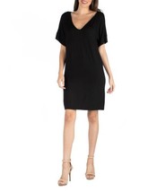 $46 24Seven Comfort Apparel Women Loose T-Shirt Dress Black Size Large - £18.50 GBP