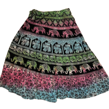 Paths Of The Spirit Skirt Women L One Sz Wrap Midi elephant Boho Printed... - $232.76 MXN