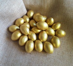 Set of 8 Small Golden wooden eggs Decorate for Easter Pysanky Pysanka Handmade - £6.40 GBP