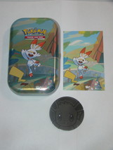 (1) Pokemon (Empty) Mini Tin (1) Art Card (Scorbunny) (1) Metallic Pokem... - $12.00