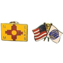 BPOE Elks USA New Mexico Lapel Hat Pin Set of 2 Vintage American Flag - $13.95