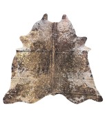 Bronze Metallic Brown and White Cowhide Rug (a bit stiff) Size: 8.2x7 fe... - $337.15 CAD