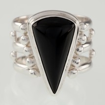 Sajen Black Onyx Sterling Silver Wide Band Ring Size 6.25 - $64.28