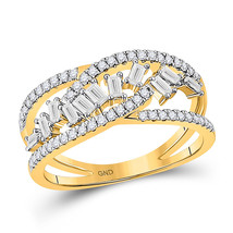 14kt Yellow Gold Womens Baguette Diamond Scattered Band Ring 1/2 Cttw - £581.81 GBP