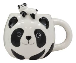 Giant China Panda Ceramic Coffee Cappuccino Cup Mug &amp; Sleeping Cub Spoon... - $374.52 MXN
