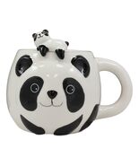 Giant China Panda Ceramic Coffee Cappuccino Cup Mug &amp; Sleeping Cub Spoon... - $369.58 MXN