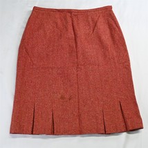 Talbots 8 Orange Fleck Tweed Italian Wool Knee Length Modest Pencil Skirt - £18.04 GBP