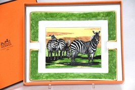 Hermes Change Tray Zebra Porcelain Ashtray Green Animals Savanna Tableware - £327.17 GBP