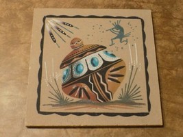 Native American Navajo Sand Painting Pottery Eagle/Kokopelli Picture Unf... - $34.65