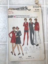 Vintage Butterick Pattern #6725 jacket Pants Shorts Skirt Size 7 Bust 31... - $13.54