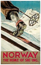 Decor Norway the home of ski-ing Poster. Fine Graphic Design. Wall Art. 1949 - £13.66 GBP+