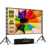 Projector Screen And Stand, 180 Inch Outdoor Projection Screen, Portable... - £224.26 GBP