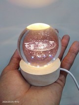 3D Galaxy Crystal Ball Night Light for Kids with Colorful LED Light Wood... - $32.40