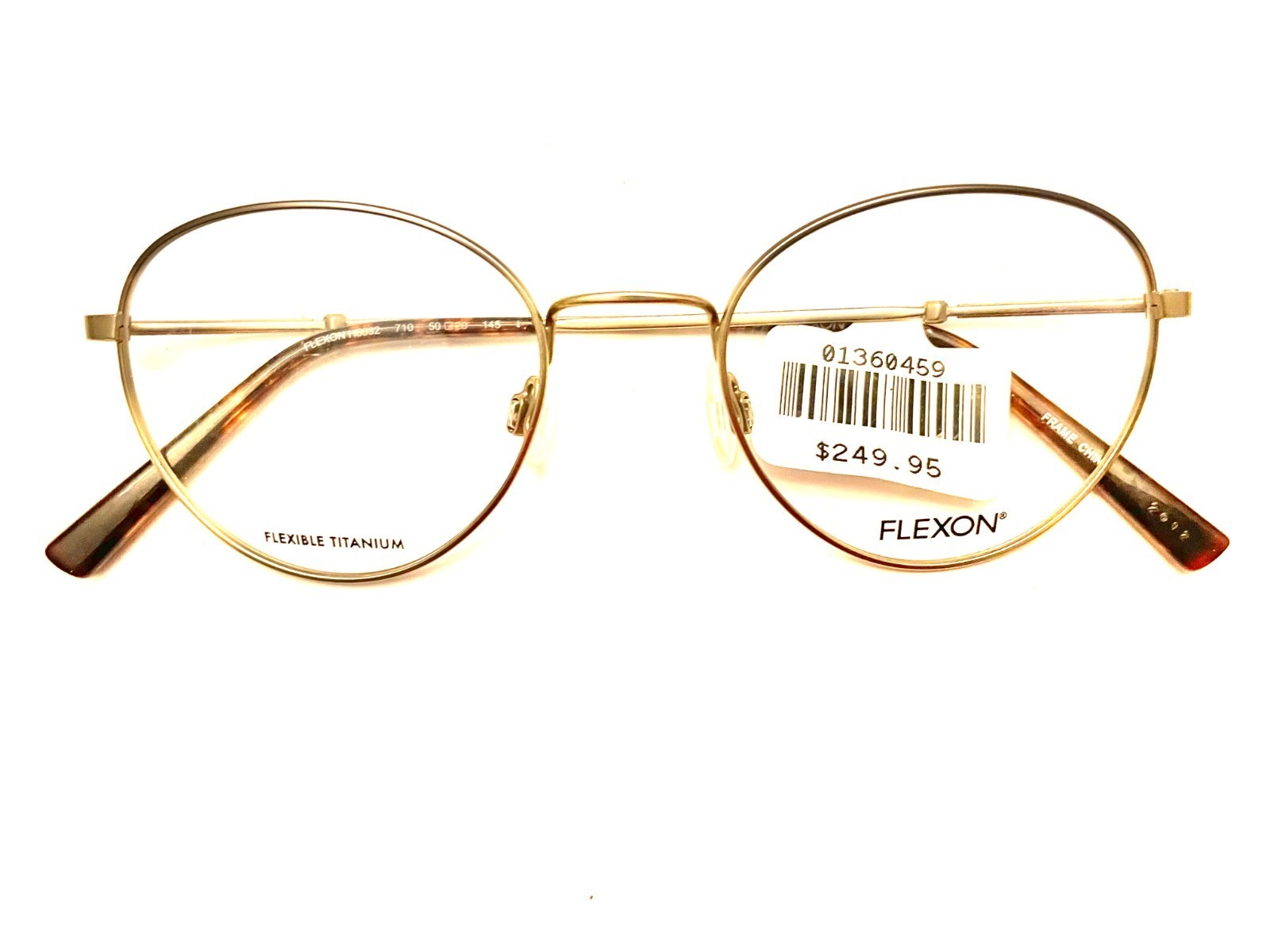Flexon Eyeglasses H6032 710 Matte Gold 50-20-145 with Factory Demo Lenses - $64.35